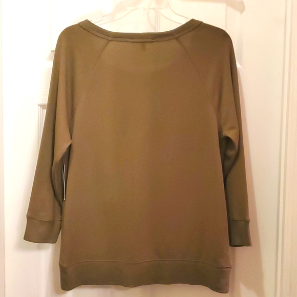 Chaus Sport Deep Olive Lightweight Sweatshirt Top with Sequins Women's Small - Picture 2 of 3